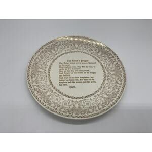 Vintage Pearl China Lord's Prayer Collector Plate 10" 22K Gold Christian Decor